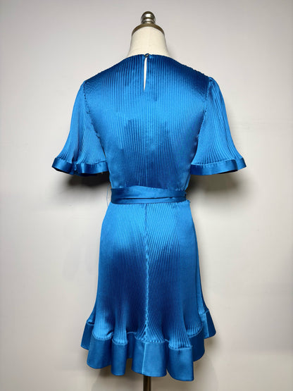 Women Size 4 Milly Blue Plisse/Pleated Polyester Women's NWT Dress