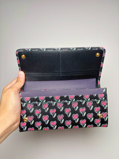 Prada Leather NWT Black Cowhide Vitello Move Love Continental Wallet