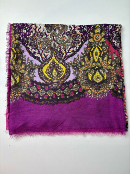 Women's Authentic Gucci Purple Multicolor Paisley Silk Blend NWT Pre-Owned Square Scarf