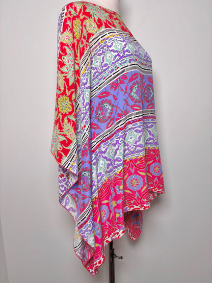 Women Size One Size Cavalli Class Blue, red, green, yellow Floral Silk Blouse