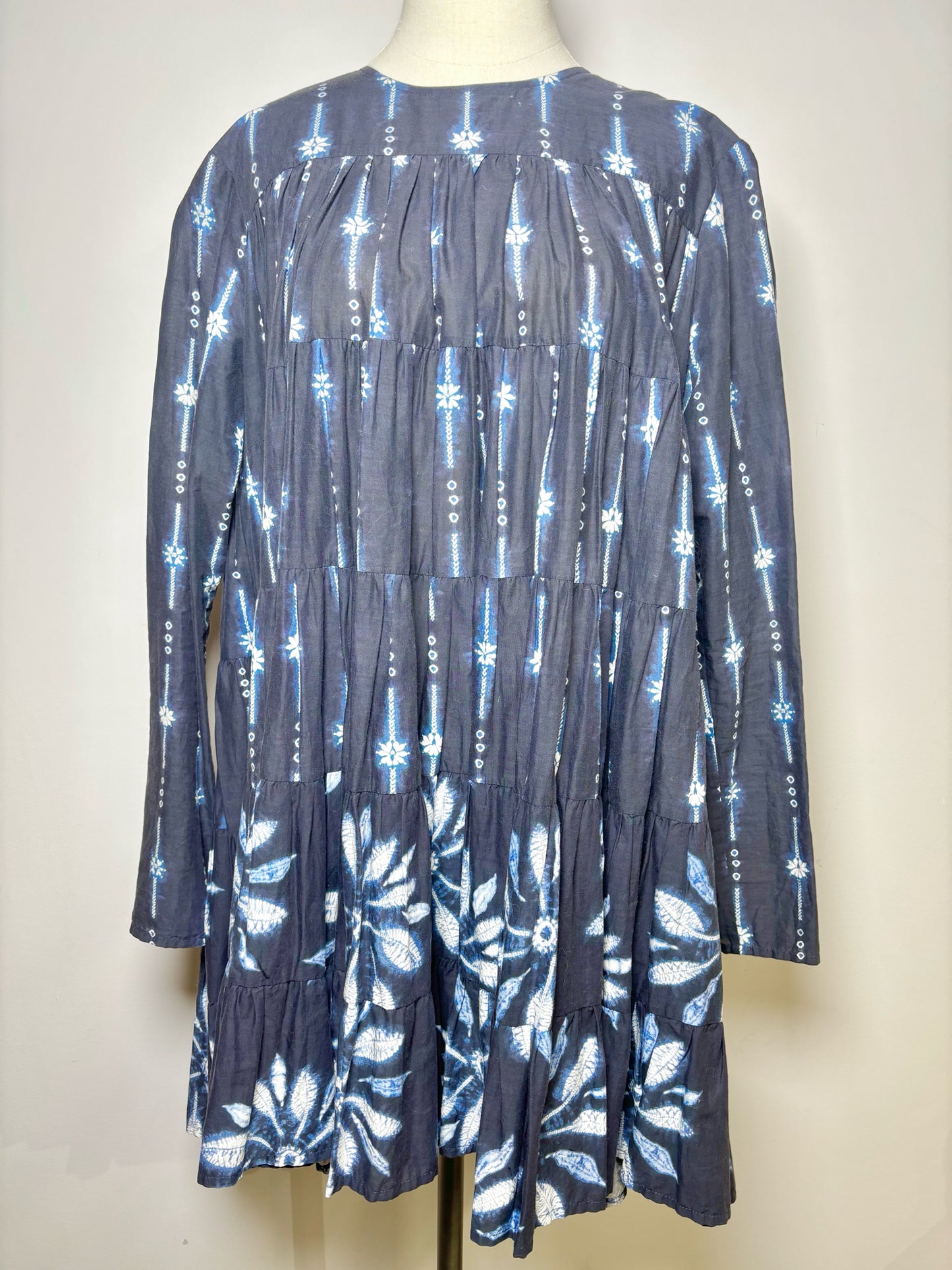Women Size M Merlette New York Blue Print Cotton Dress
