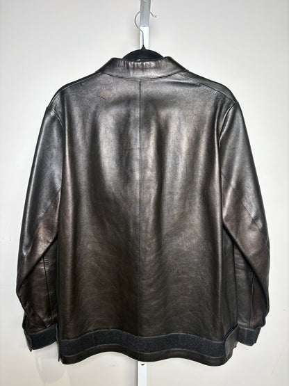 Men's Prada Black Lambskin Leather Zip-Up Sz 50 Pre-owned Jacket