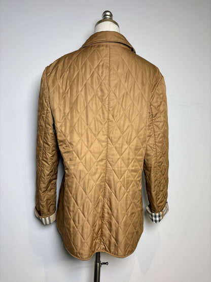 Pre-Owned Burberry Caramel Brown Quilted Women's Polyester Jacket Size L