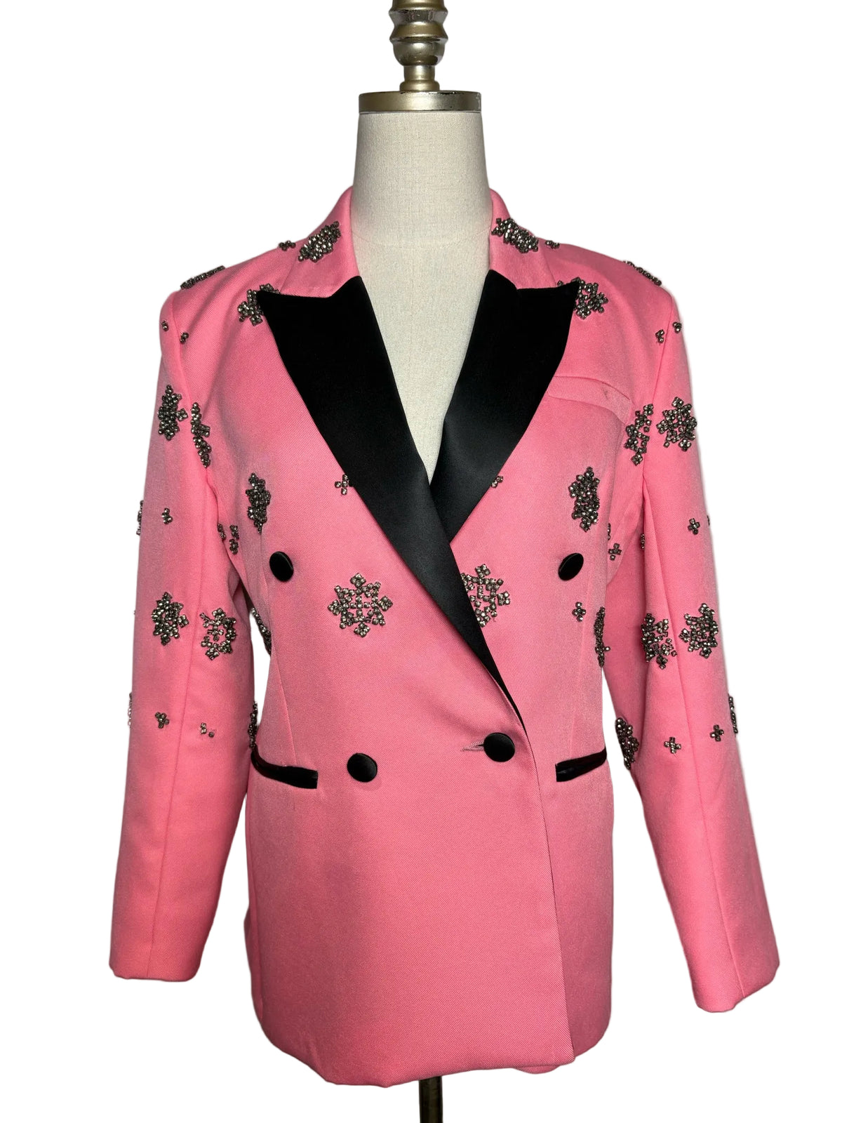 Women Size 4 L'Agence Pink Crystal Tuxedo Blazer