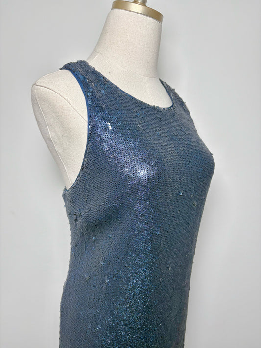 Women Size XL Halston Navy Sequins Viscose NWT Dress