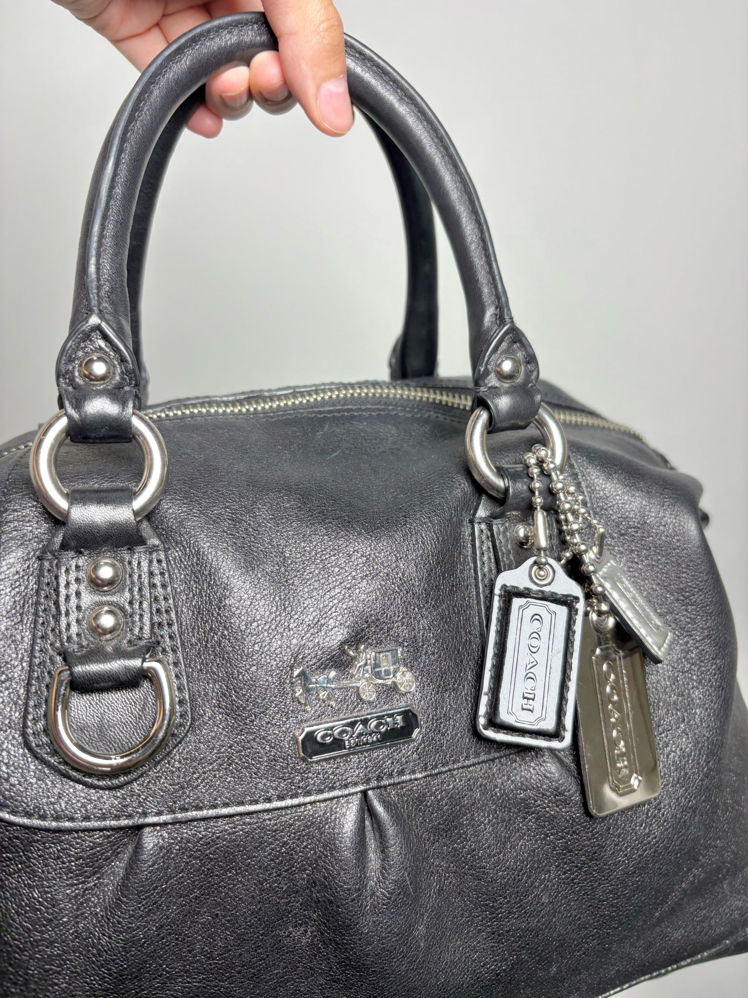 Coach Leather Black Cowhide Madison Sabrina Satchel Y2K Purse