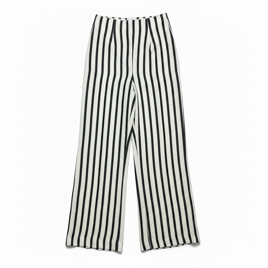 Size 2 St. Agni White, Black Stripe Linen, Cotton Blend Women's Pre-owned Pants