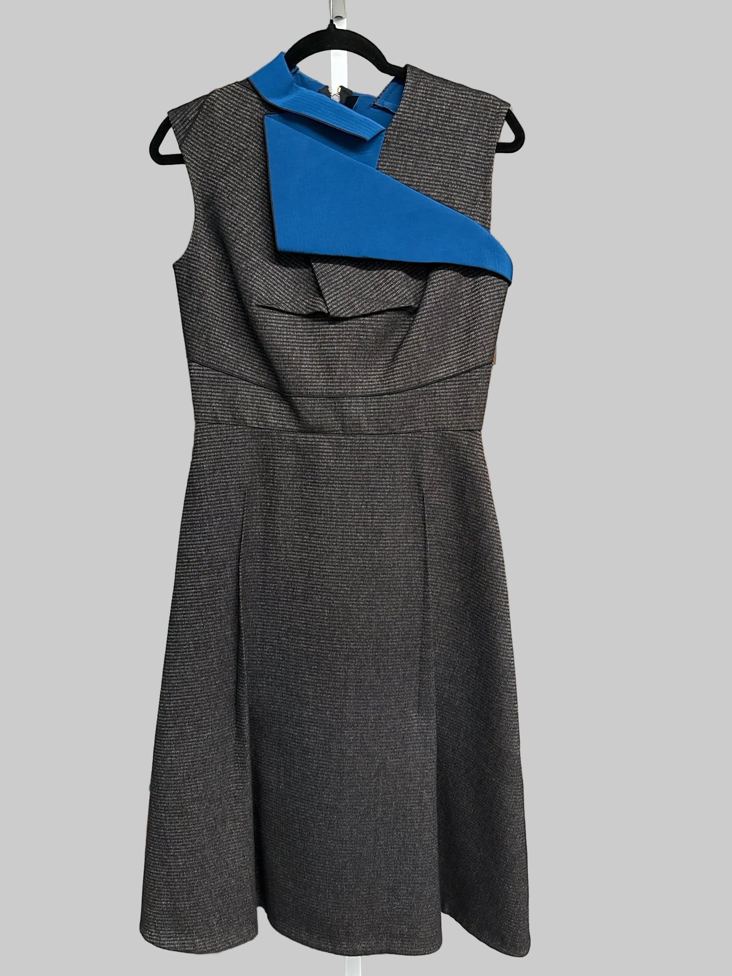 Women Size 8 Roland Mouret Dark Gray Tweed Midi Fit and Flare Dress