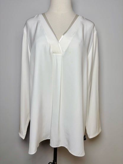 Women Size XL Lafayette 148 Cream Solid Blouse