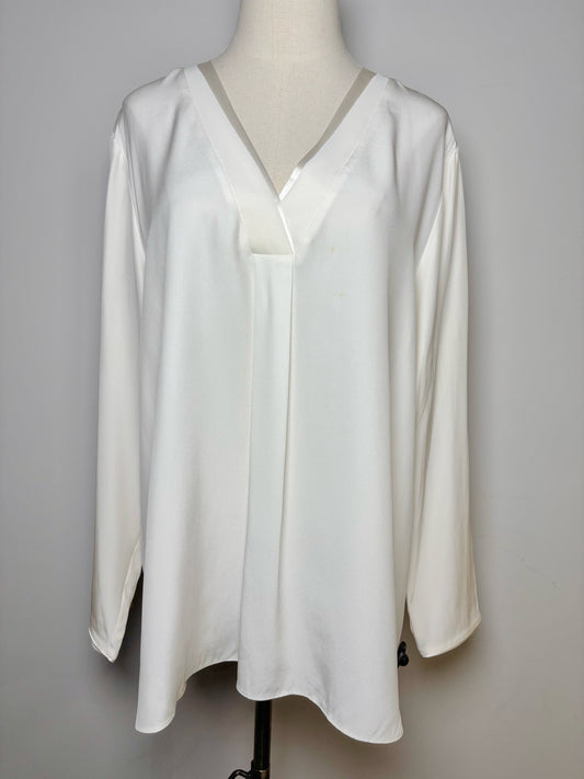 Women Size XL Lafayette 148 Cream Solid Blouse