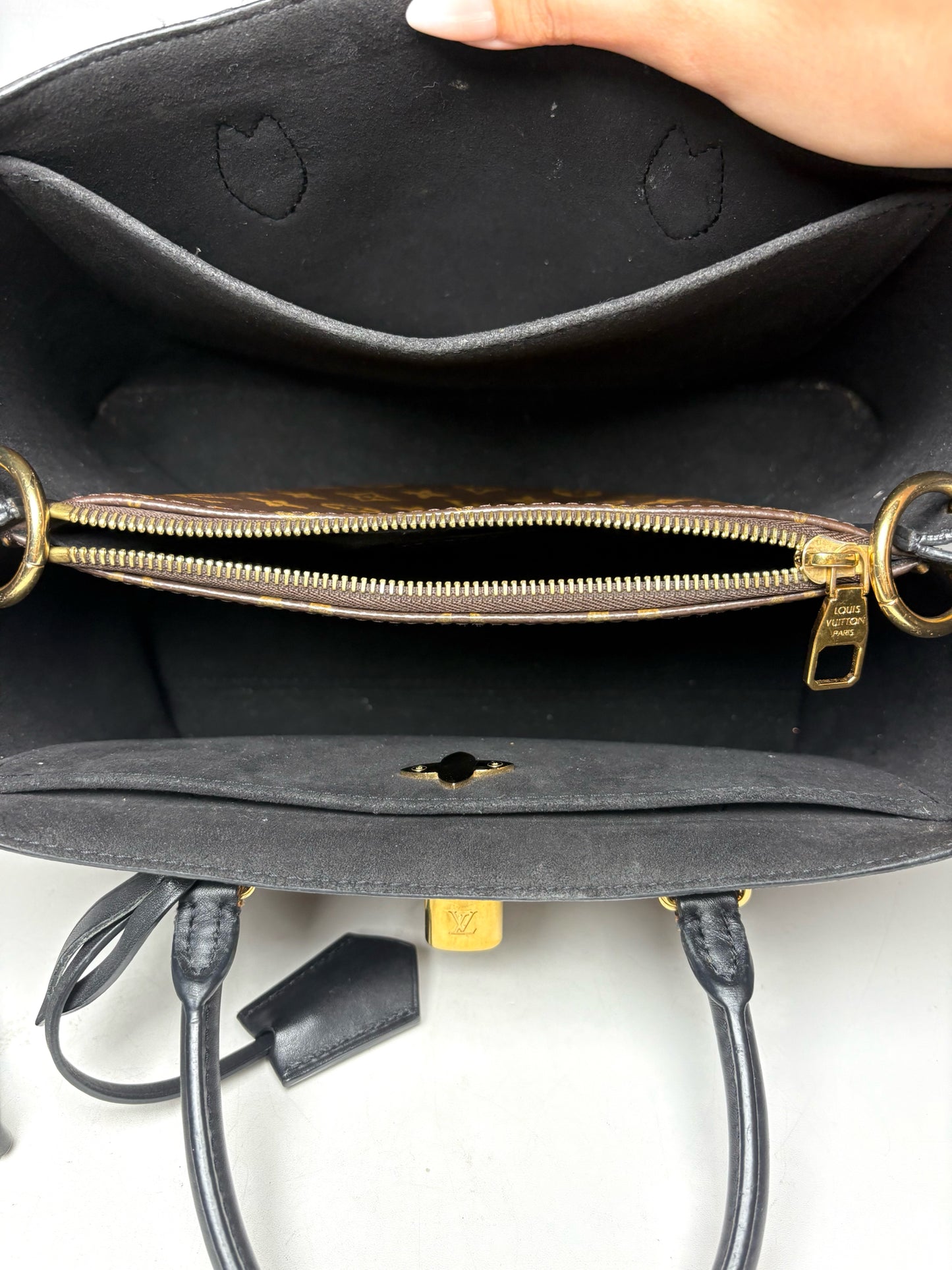 Women's Louis Vuitton Monogram Flower Brown & Black Pre-Owned Small Tote Crossbody Purse