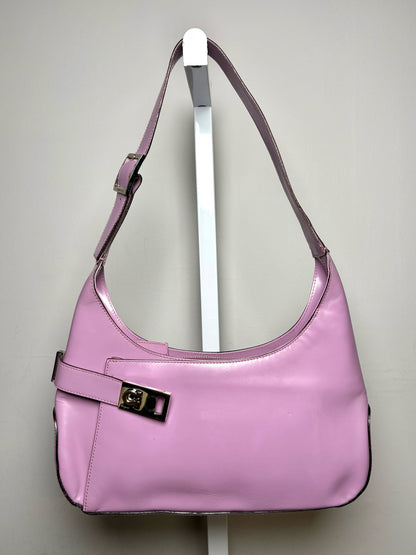 Women's Salvatore Ferragamo Gancini Lilac Leather Authentic Pre-Owned Hobo Shoulder Bag