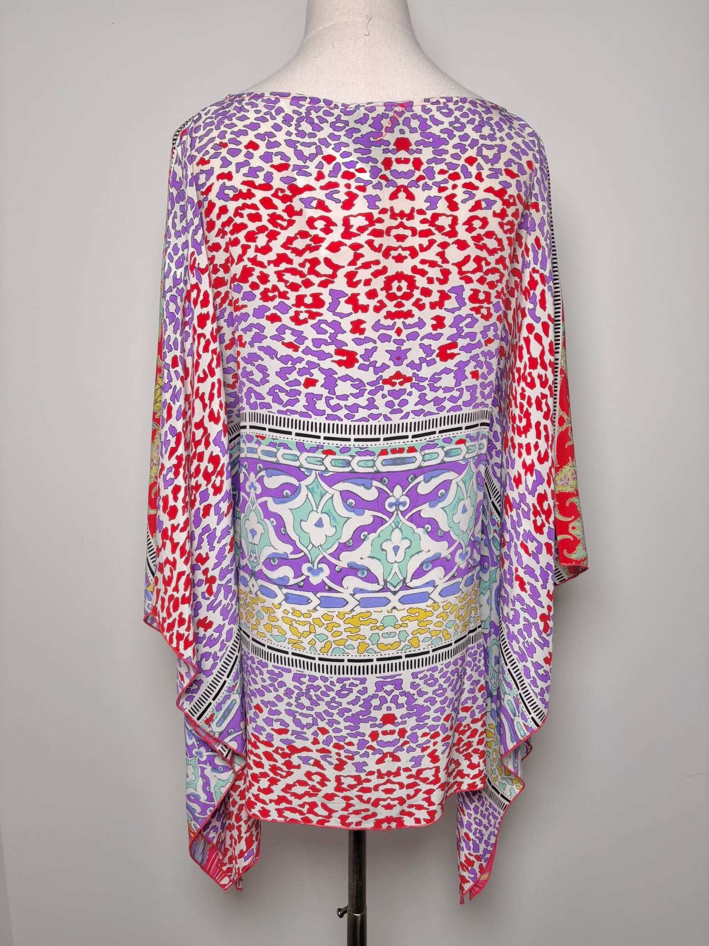 Women Size One Size Cavalli Class Blue, red, green, yellow Floral Silk Blouse