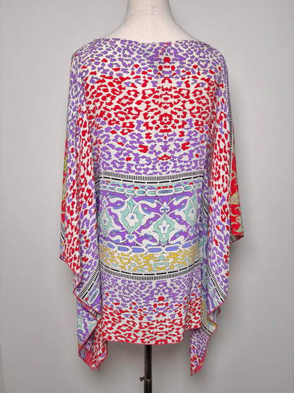 Women Size One Size Cavalli Class Blue, red, green, yellow Floral Silk Blouse