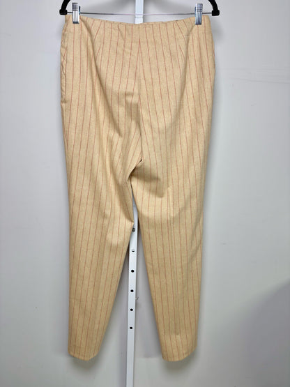 Women Size 40 (8) Feraud Camel Striped Vintage Wool 2 Piece Pant Suit