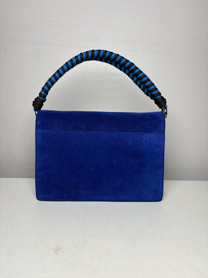 Women's Rare Furla 1927 Soft Cobalt Blue Suede Pre-Owned Mini Crossbody Purse