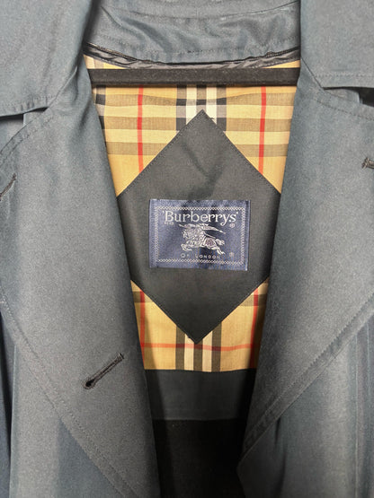 Women Size 6 Burberrys' Navy Solid Vintage Trench Coat