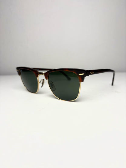 Unisex Ray-Ban RB3016 Clubmaster Brown Tortoiseshell & Gold Pre-Owned Sunglasses