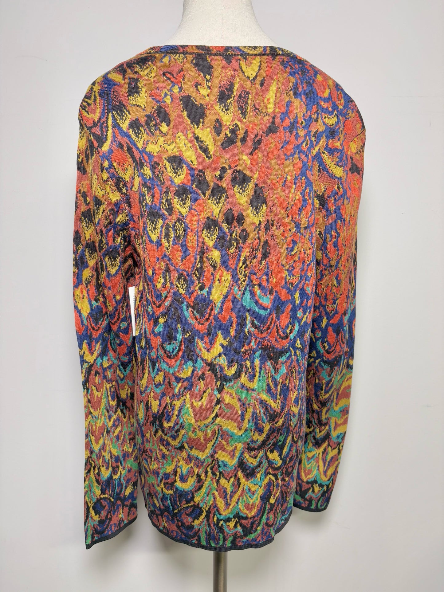 Women Size L Peruvian Connection Multicolor Abstract Art Pima Cotton Sweater