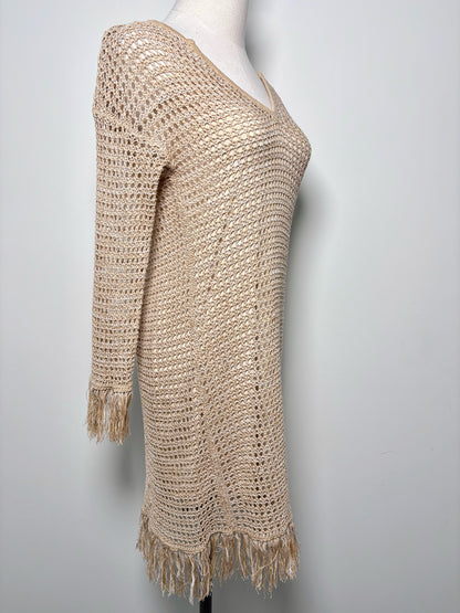Women Size S Trina Turk Khaki Knitted Cotton, Linen, Viscose Dress