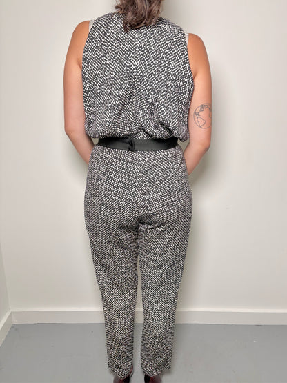 Women Size 8 Max Mara Black Print Jumpsuit