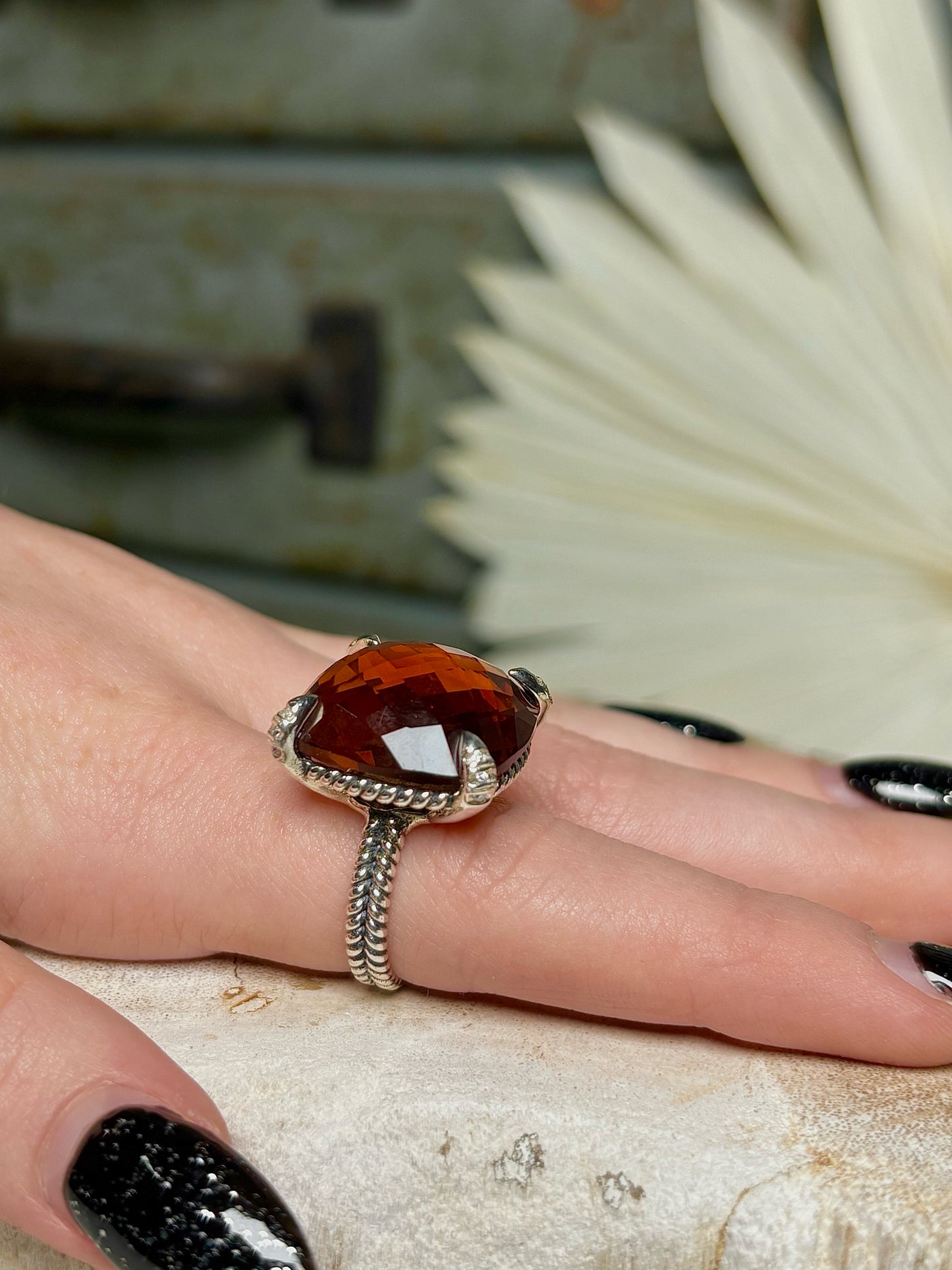 David Yurman Chatelaine  Hessonite Stone Pave' Diamonds 6 Ring