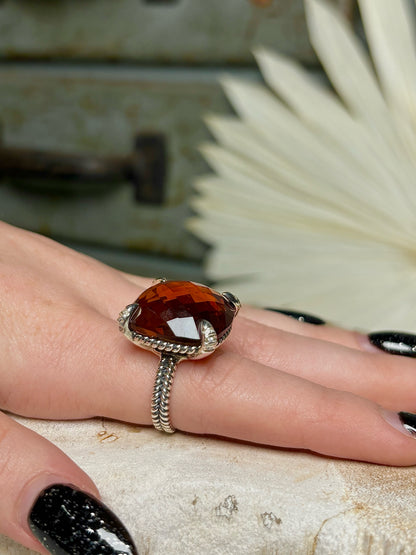 David Yurman Chatelaine  Hessonite Stone Pave' Diamonds 6 Ring