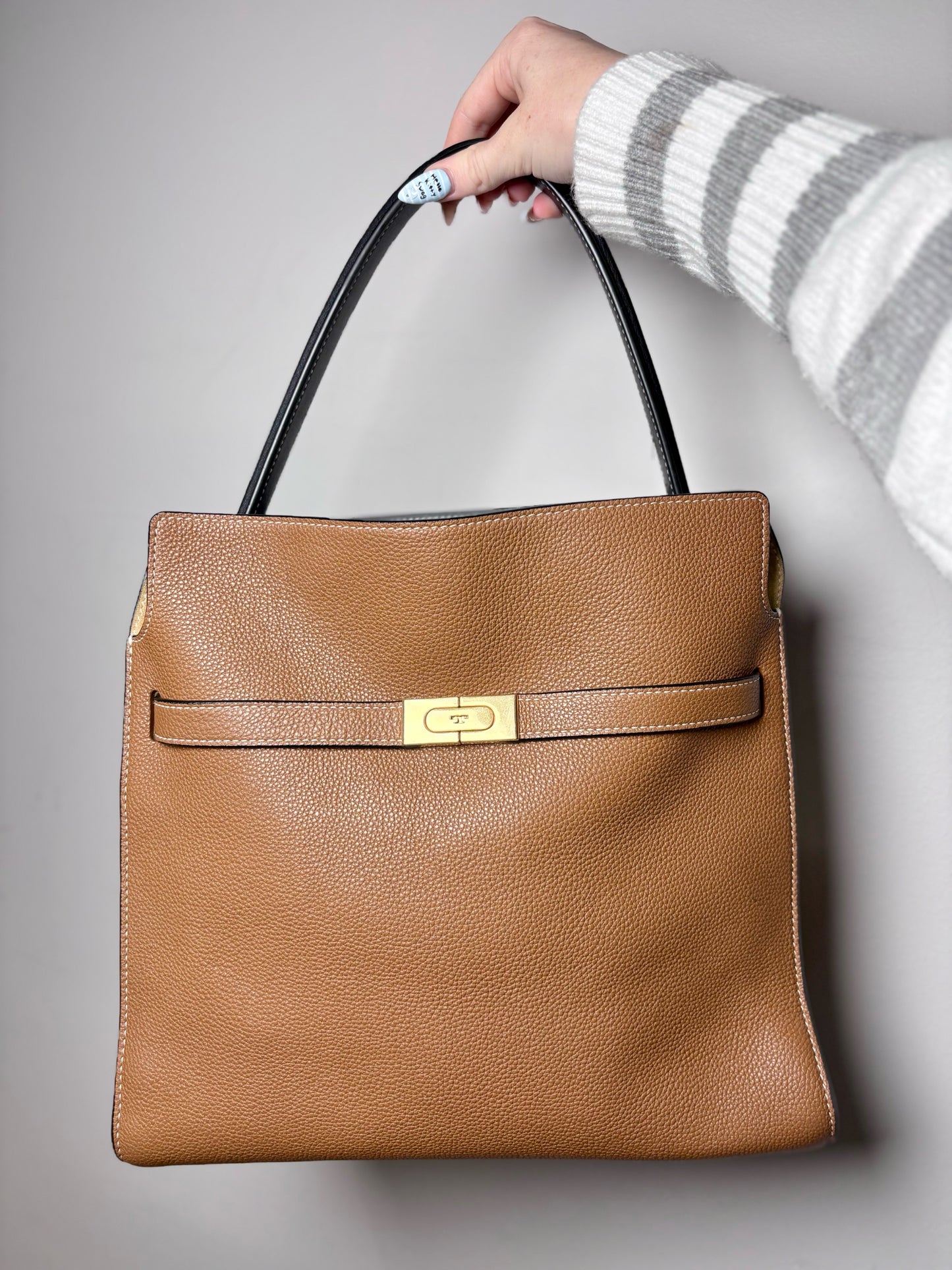 Women's Tory Burch Lee Radziwill Double Bag Large Leather Pre-owned Neutrals
