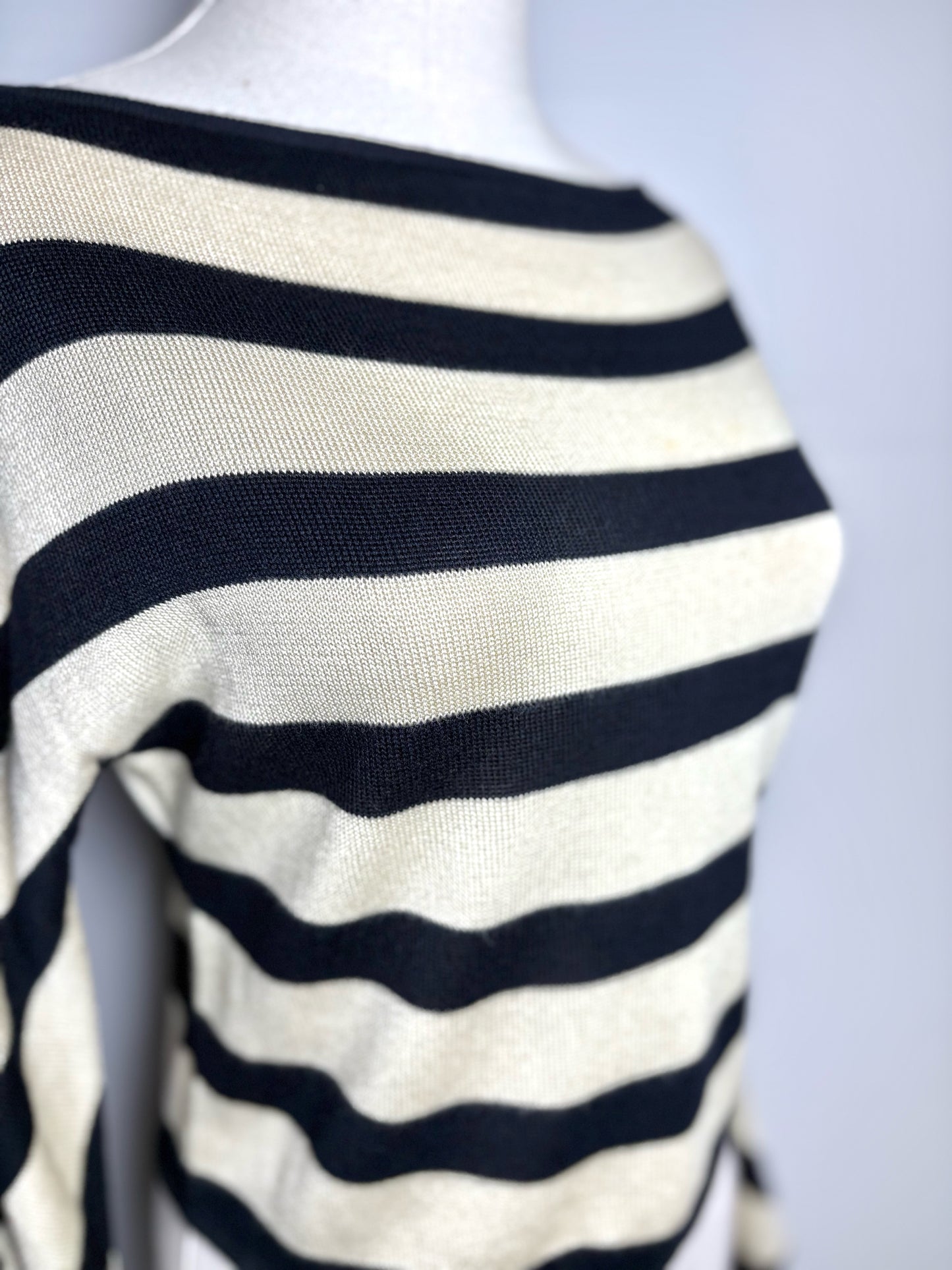 Women Size 38 (2 US) Celine Beige, black Stripes Vintage Sweater