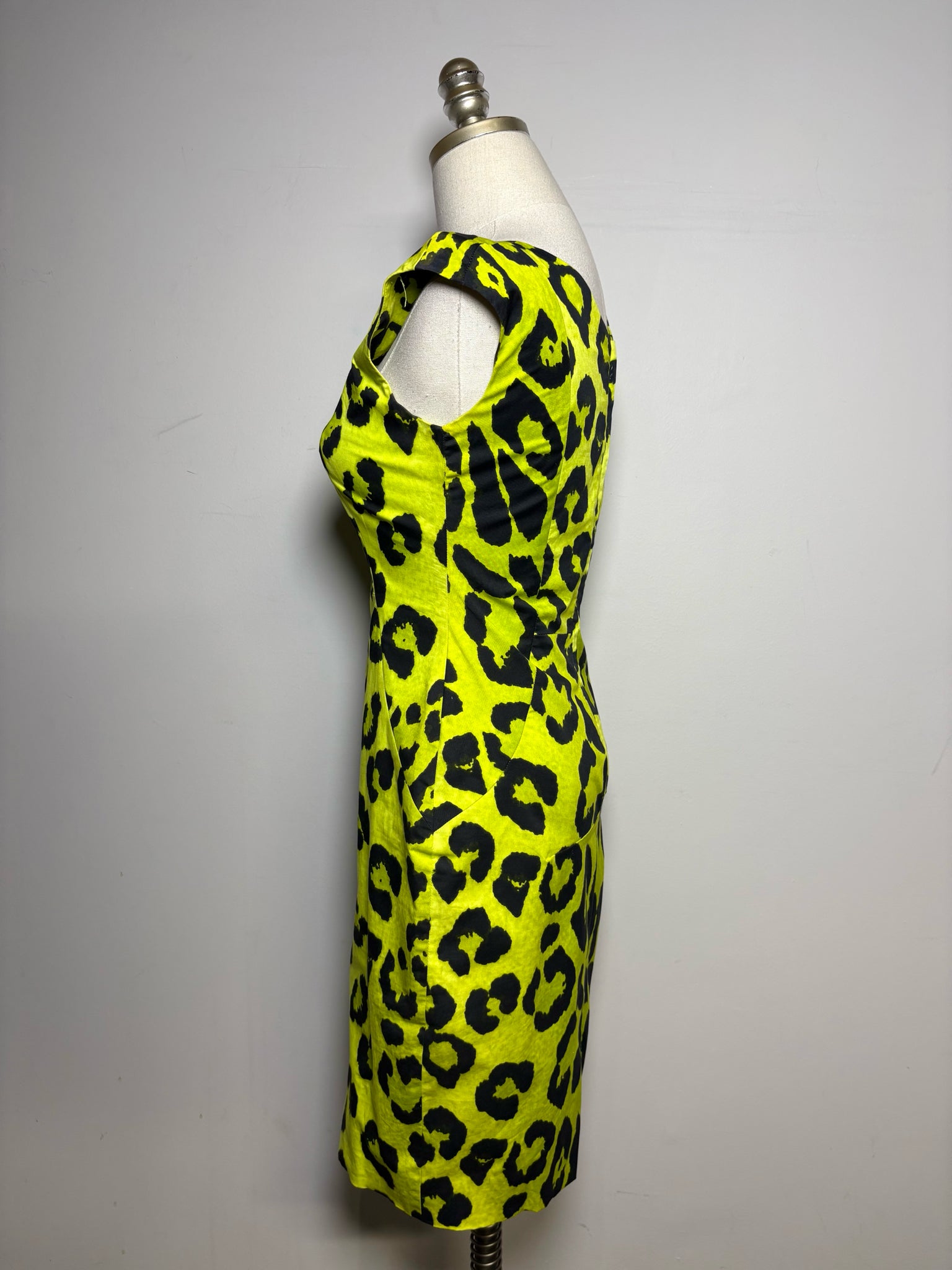 Women Size 2 (S) Samantha Sung Neon Green, Black Leopard Spots 100% Co VIDA STYLE SHOP Women Size 2 (S) Samantha Sung Neon Green, Black Leopard Spots 100% Co VIDA STYLE SHOP