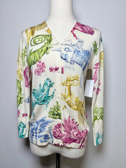 Women Size S Samantha Sung Multi-Color Animal Print Pre-owned Cardigan