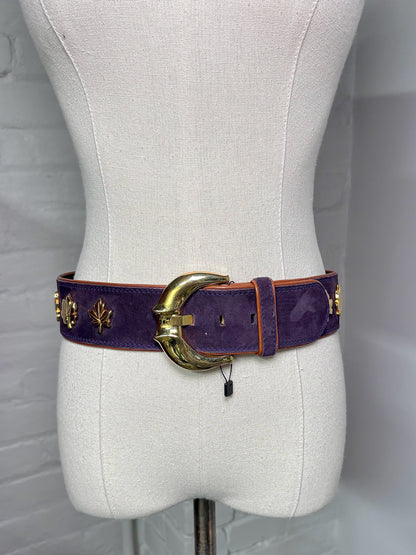 Escada Suede Leather 40 (S, XS) Vintage Purple Belt