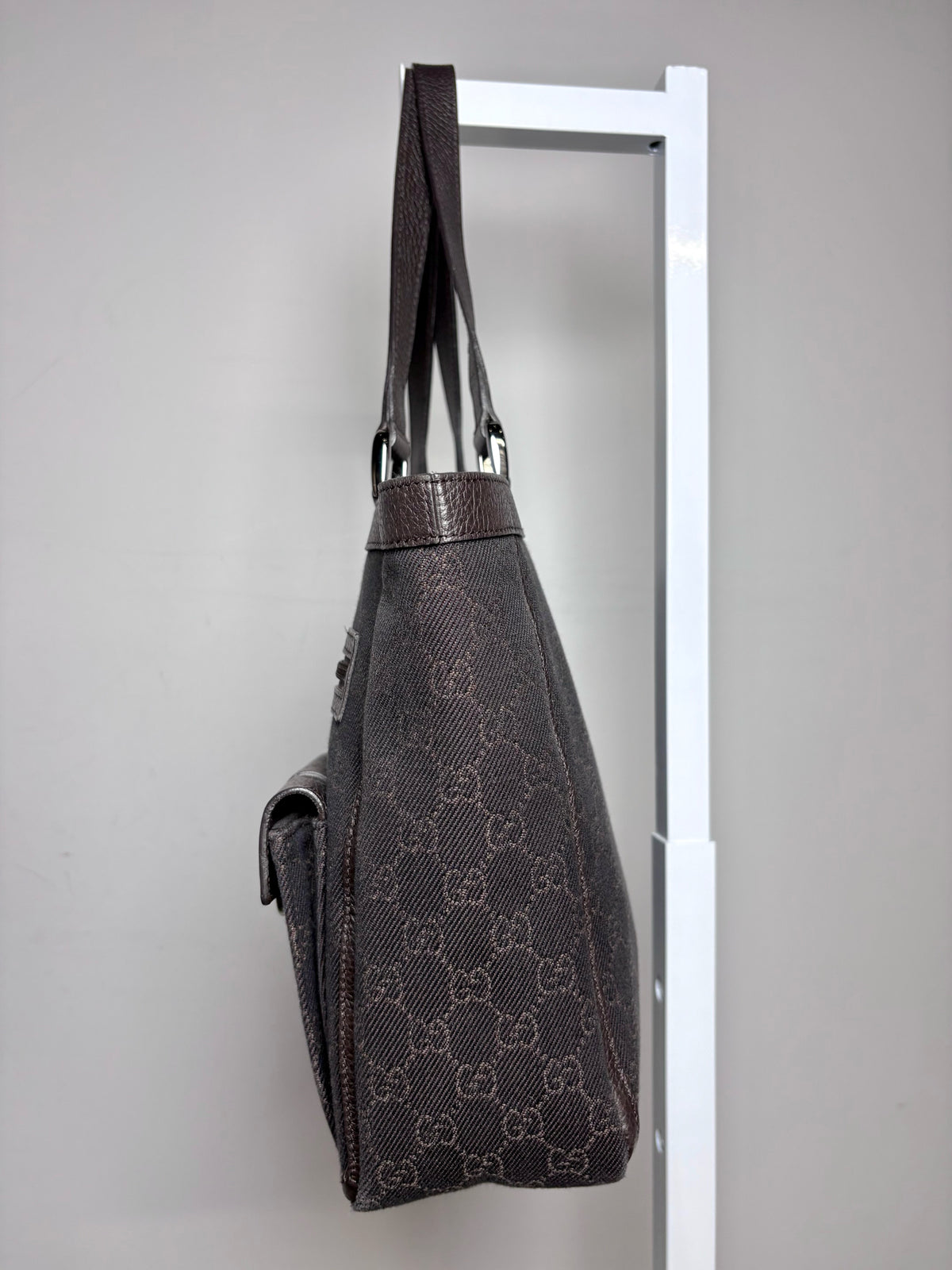 Women's Gucci GG Pocket Monogram Vintage Nylon, Leather Pre-owned Tote