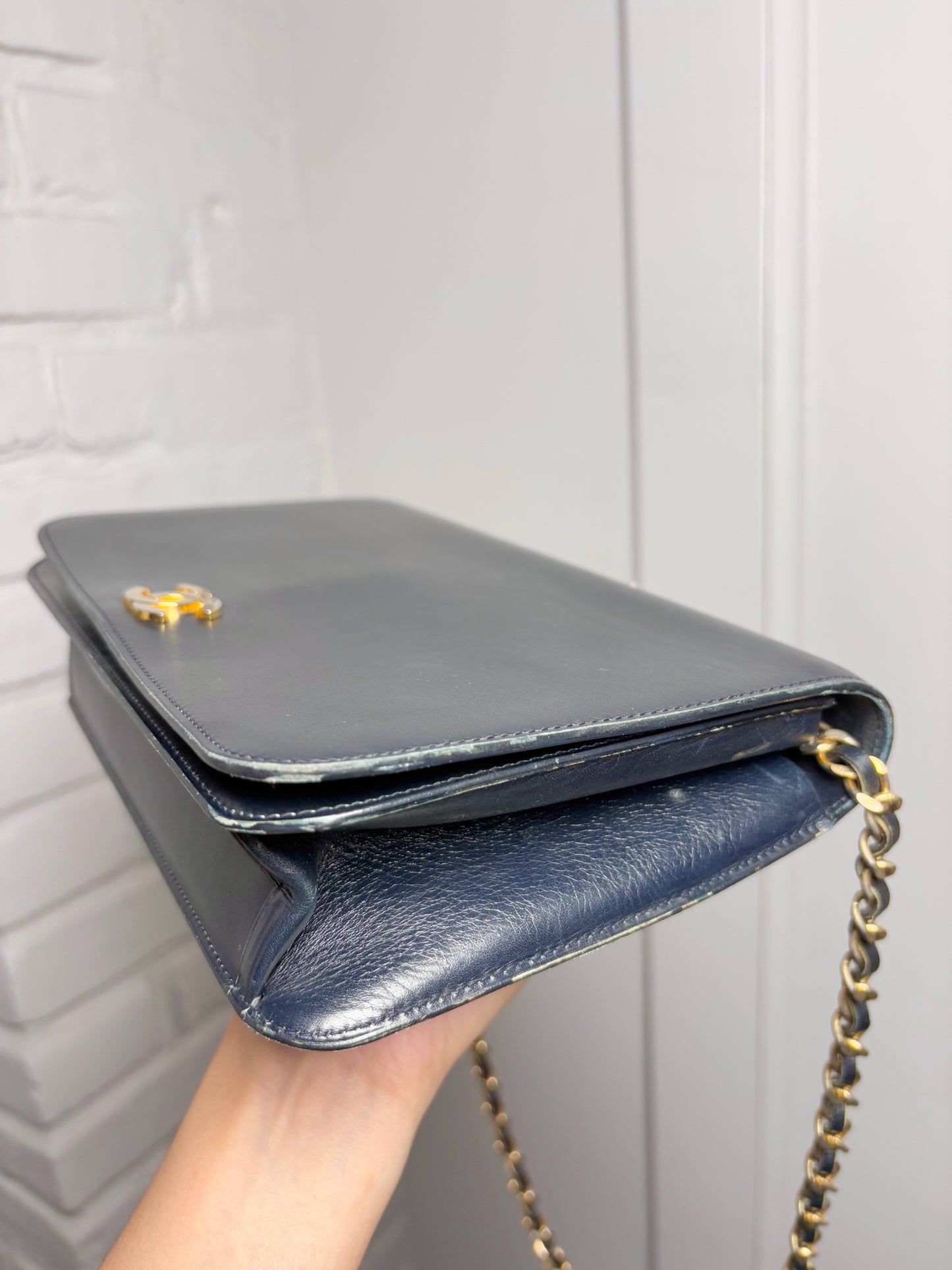Chanel Vintage Leather Navy Calfskin Purse
