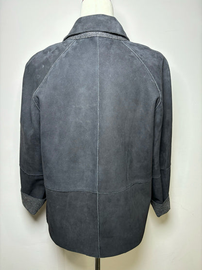 Women Size M Verdura Pelle Black Solid Leather Jacket