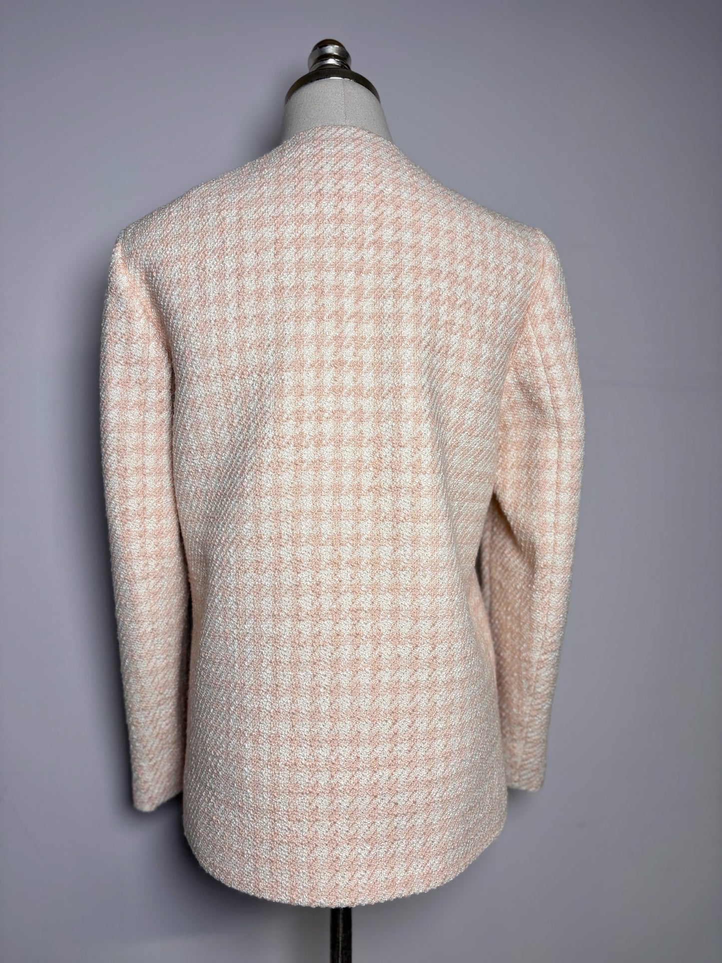 Women Size XS Anine Bing Janet Peach, Cream Houndstooth Pre-owned Jacket