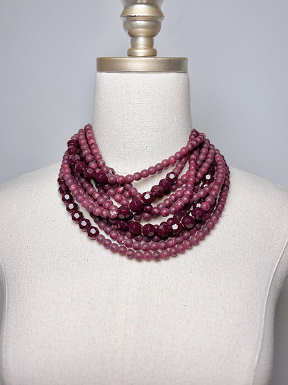 Burgundy Leather, Beads Fairchild Baldwin Beads Necklace