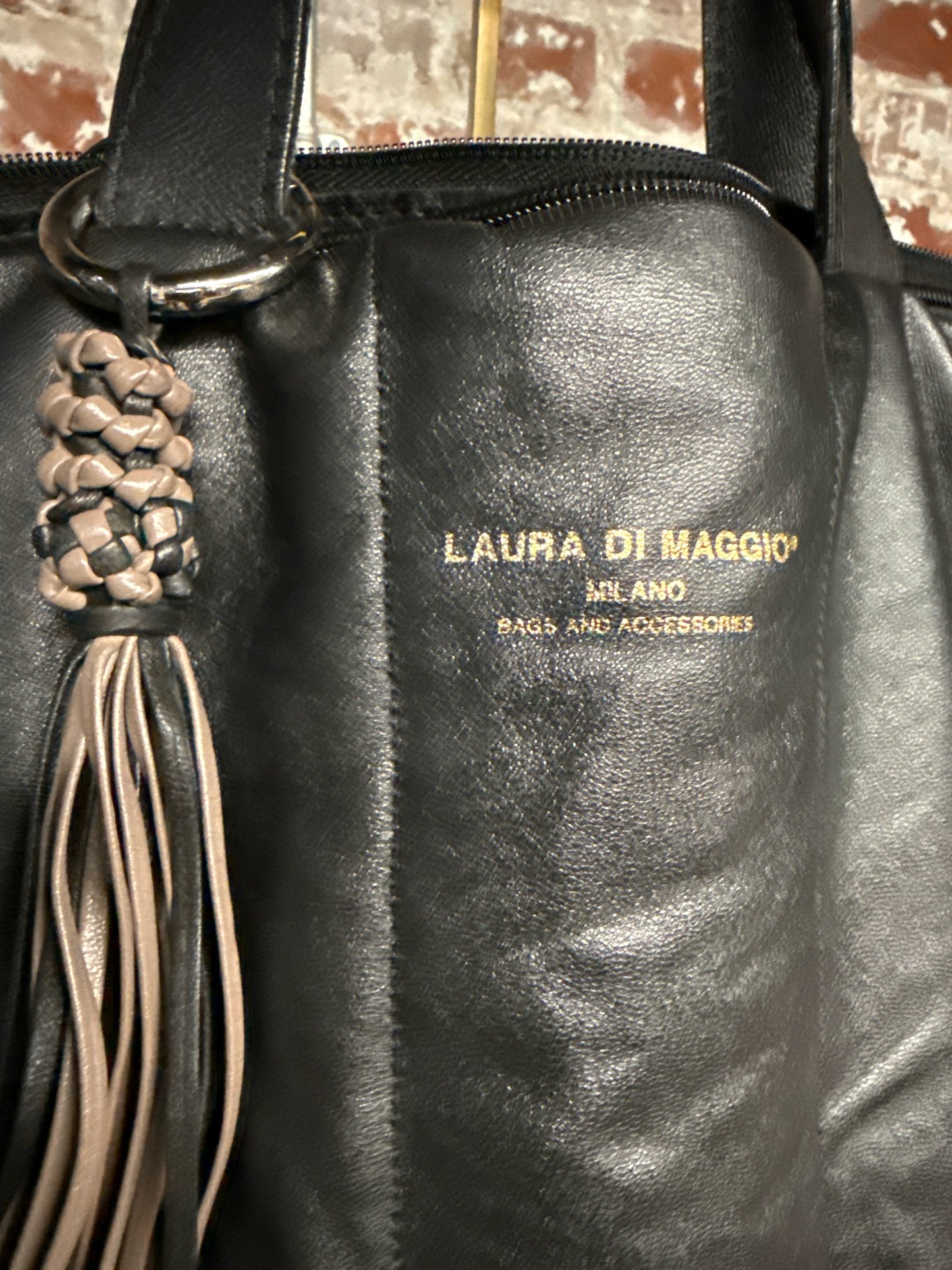 Leather Laura Di Maggio Leather Black Cowhide Purse