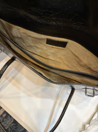 Miu Miu Vintage / Y2K Cracked Leather Black Handbag