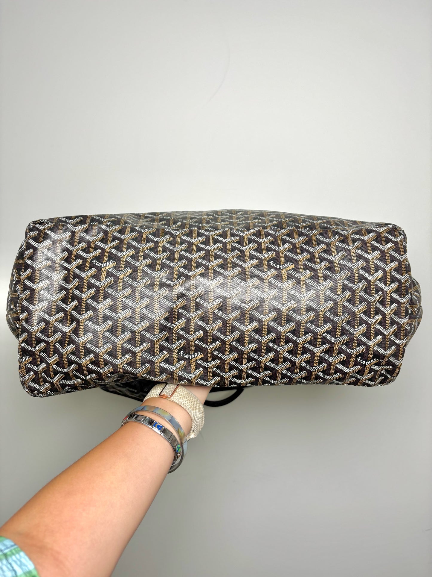 Goyard-Goyardine St. Louis XXL Coated Canvas Pre-owned Black Leather Trim Tote