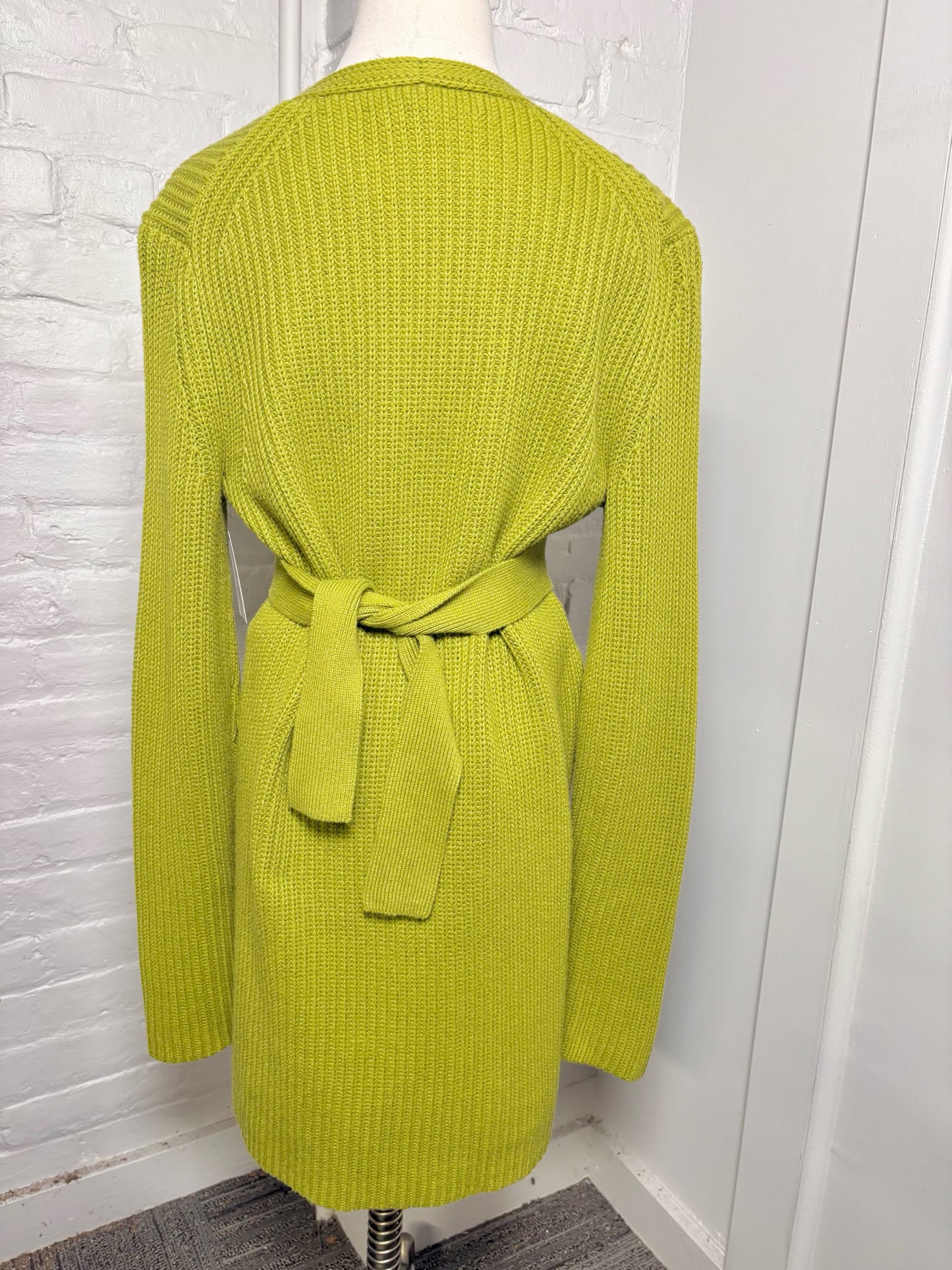 Women Size S (Estimate) Proenza Schouler Green Ribbed-Knit Cardigan