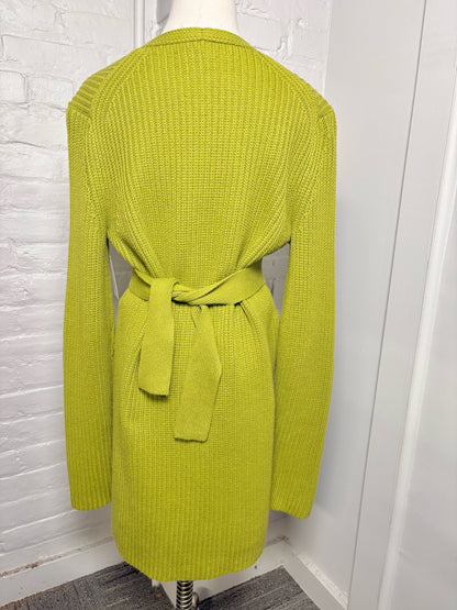Women Size S (Estimate) Proenza Schouler Green Ribbed-Knit Cardigan