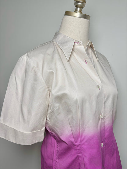 Women Size 40 (10, US) Dries Van Notten Gray, Purple Ombre Cotton Shirt