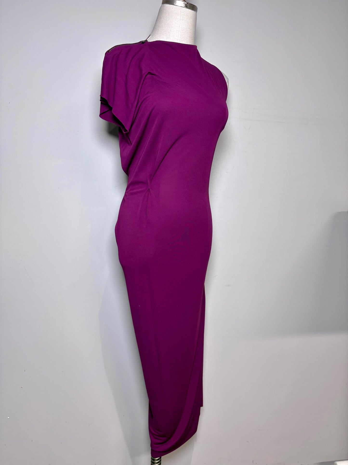 Women Size 6 Roland Mouret Plum Asymmetric Midi Clingy/Bodycon Pre-owned Dress