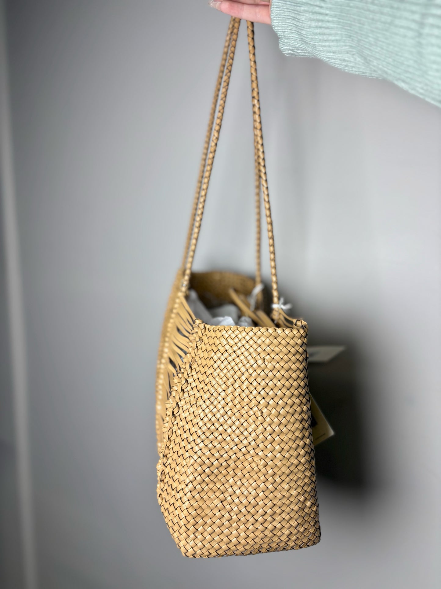 Tory Burch Woven Leather Pre-owned, NWT Tan Purse