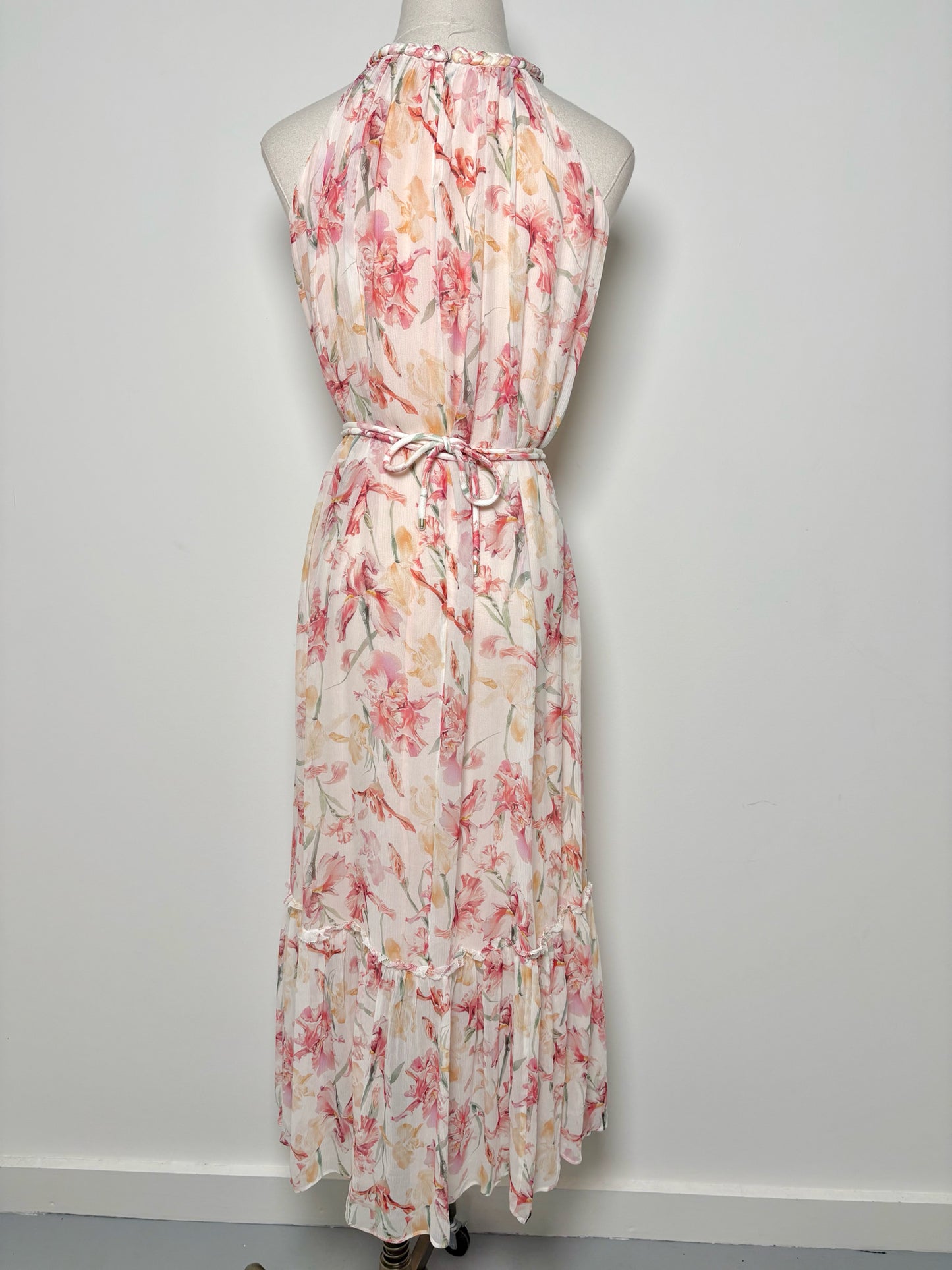 Women Size 2 Goelia White, pink, orange Floral Silk Dress