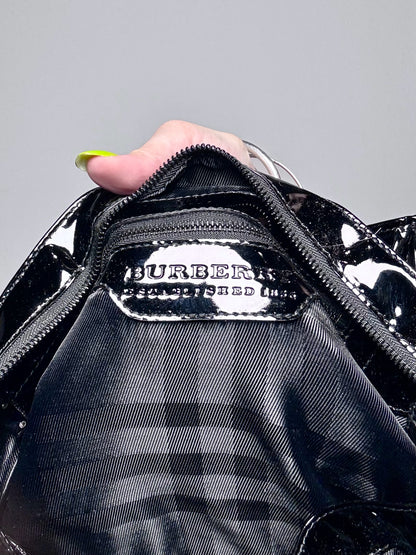 Burberry Lowry Tote Quilted Patent Leather Pre-owned Black Large Purse