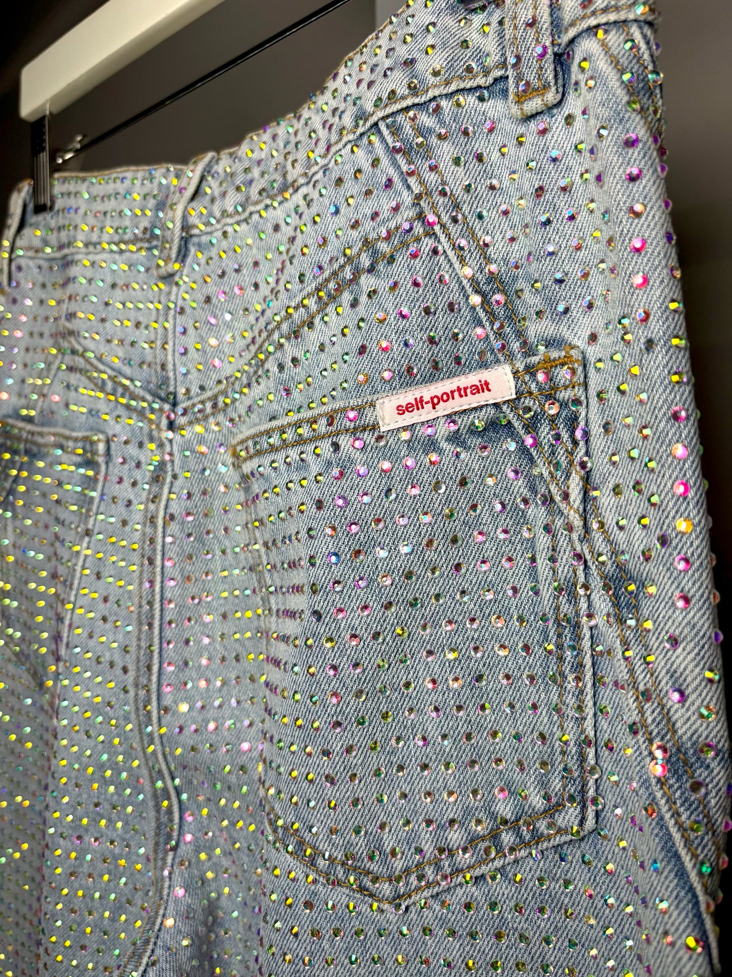 Women Sz 26 Self-Portrait Light Blue Pink Crystals NWT Pre-owned Jeans