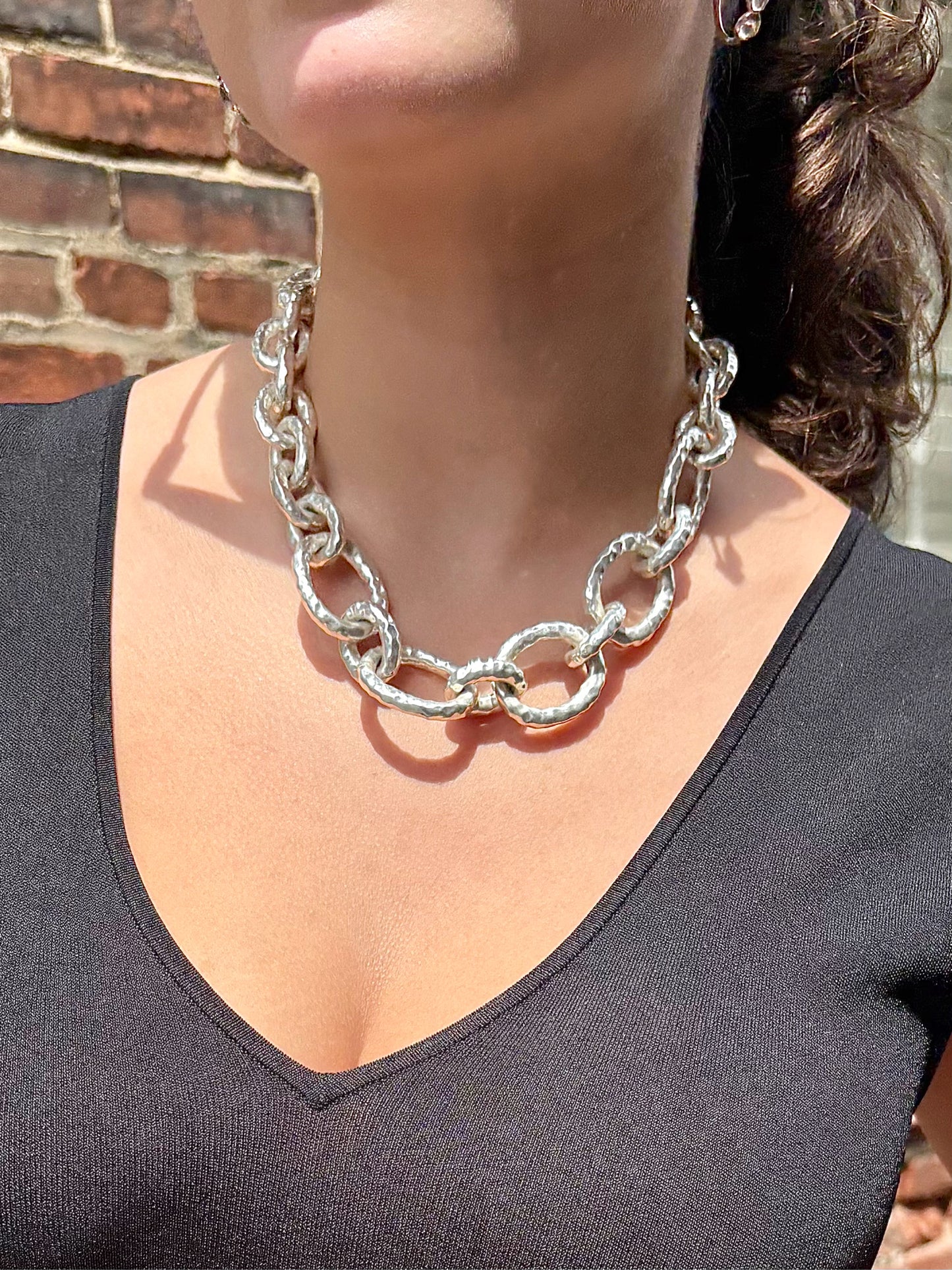 Ippolita Sterling Silver Short Bastille Hammered Toggle Necklace