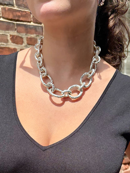Ippolita Sterling Silver Short Bastille Hammered Toggle Necklace